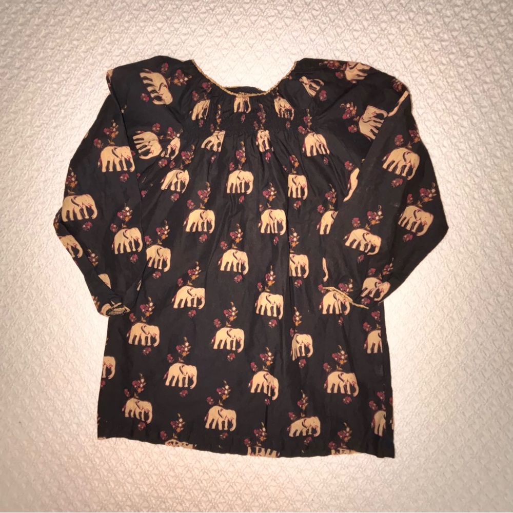 Pink Chicken NY all over elephant print girls top size 10
